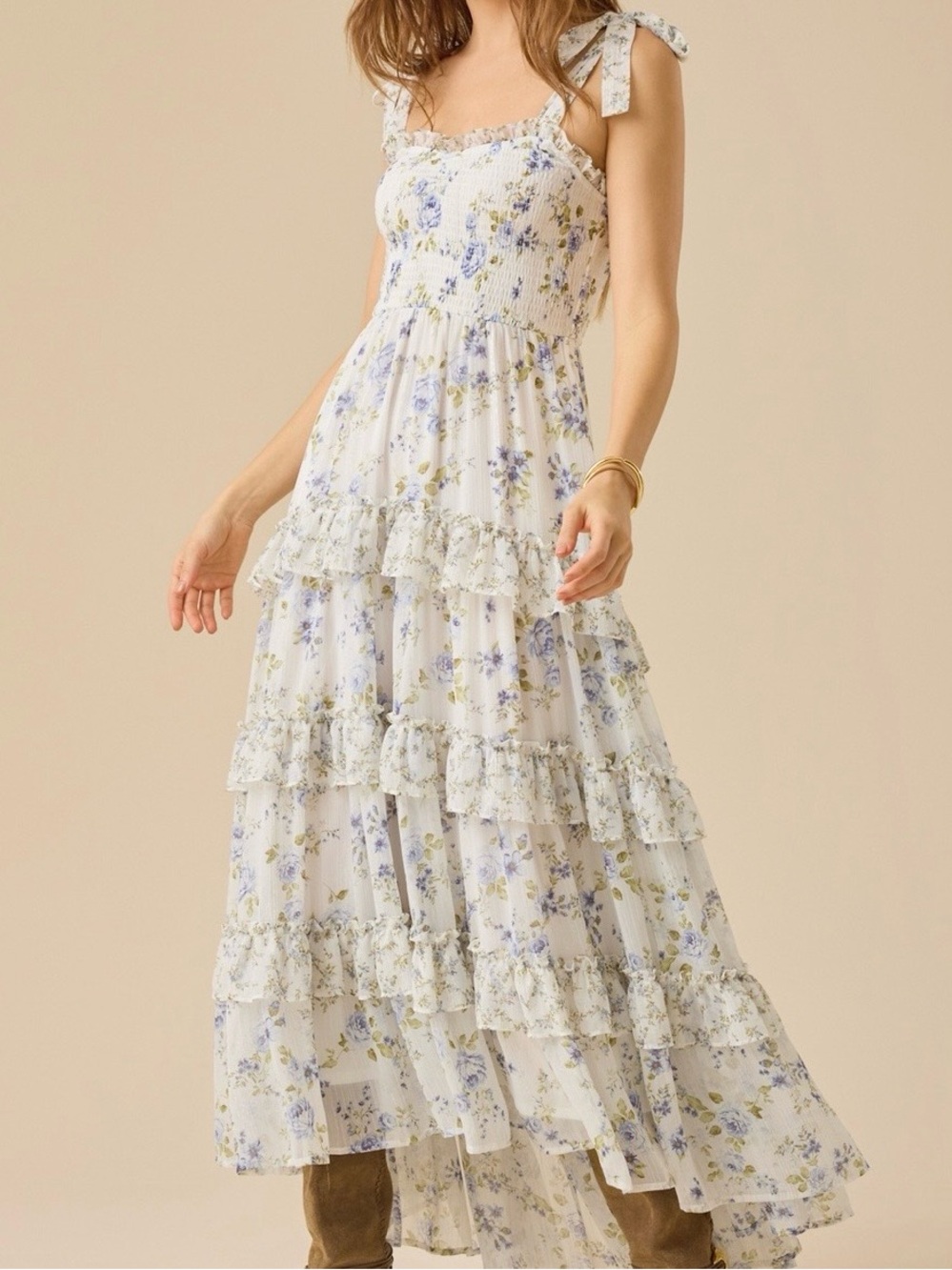 NEW Altar’d State Blue Green White Floral Maxi Dress Size XS and XL Available